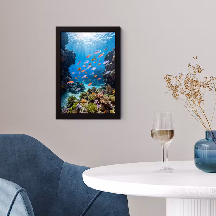 Poster met lijst - Vis - Koraalrif - Onderwater - Levendig - Blauw — 2