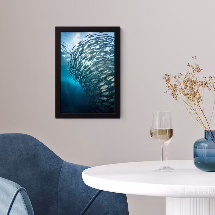 Poster met lijst - Vis - School - Oceaan - Natuur - Blauw — 2