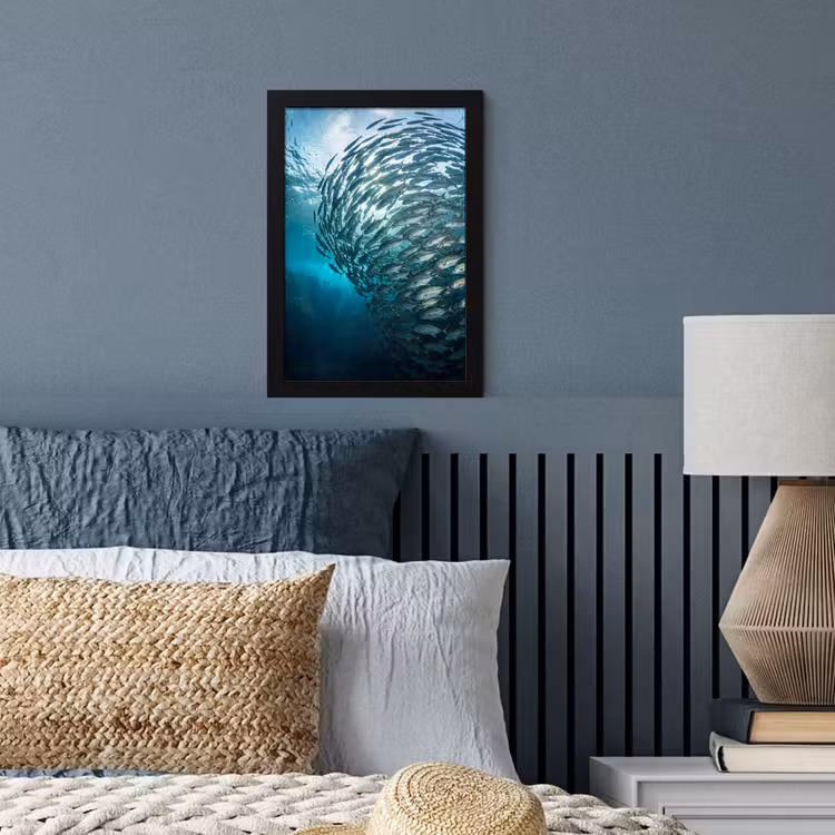 Poster met lijst - Vis - School - Oceaan - Natuur - Blauw — 4