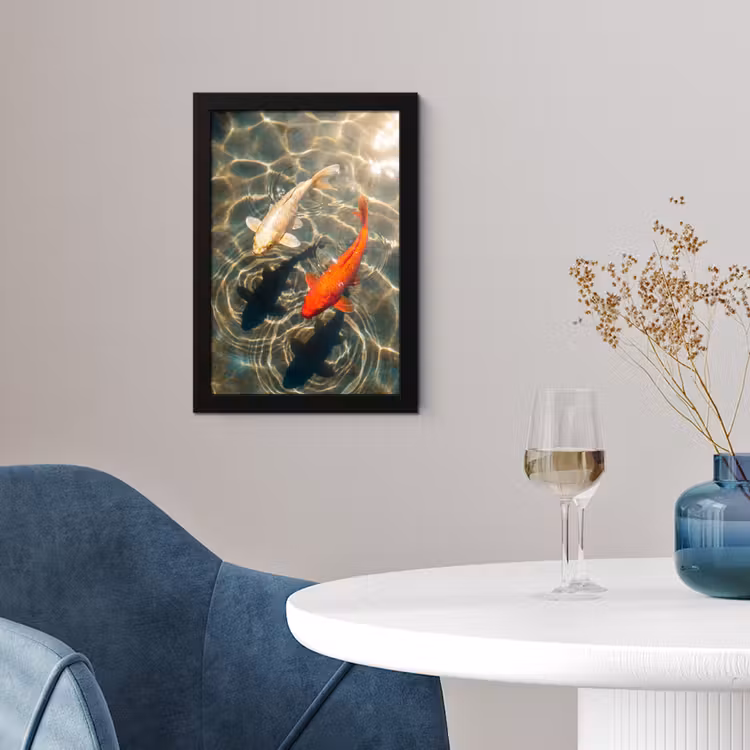 Poster met lijst - Vis - Water - Dieren - Oranje - Goud — 2