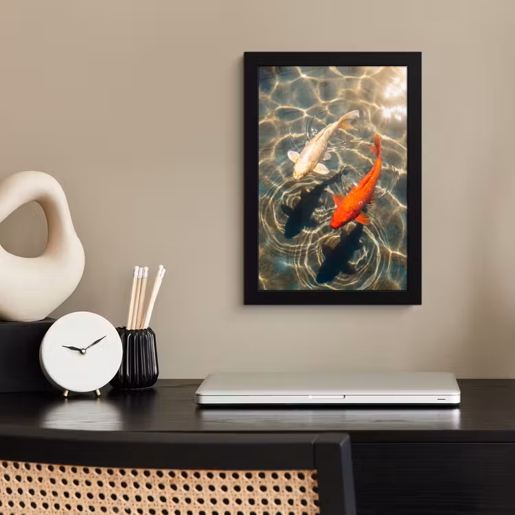 Poster met lijst - Vis - Water - Dieren - Oranje - Goud — 3