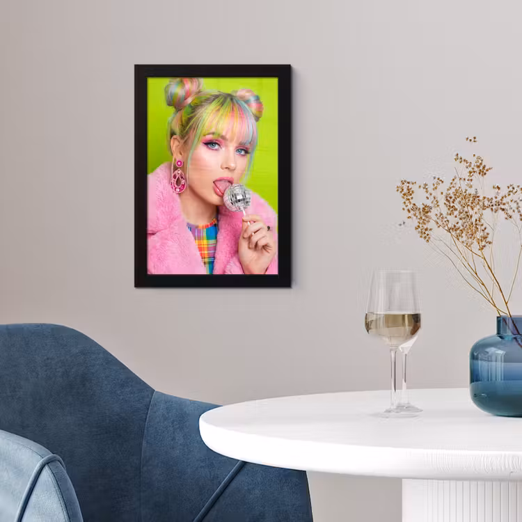 Poster met lijst - Vrouw - Kleurrijk haar - Pop art - Modern - Levendig — 2