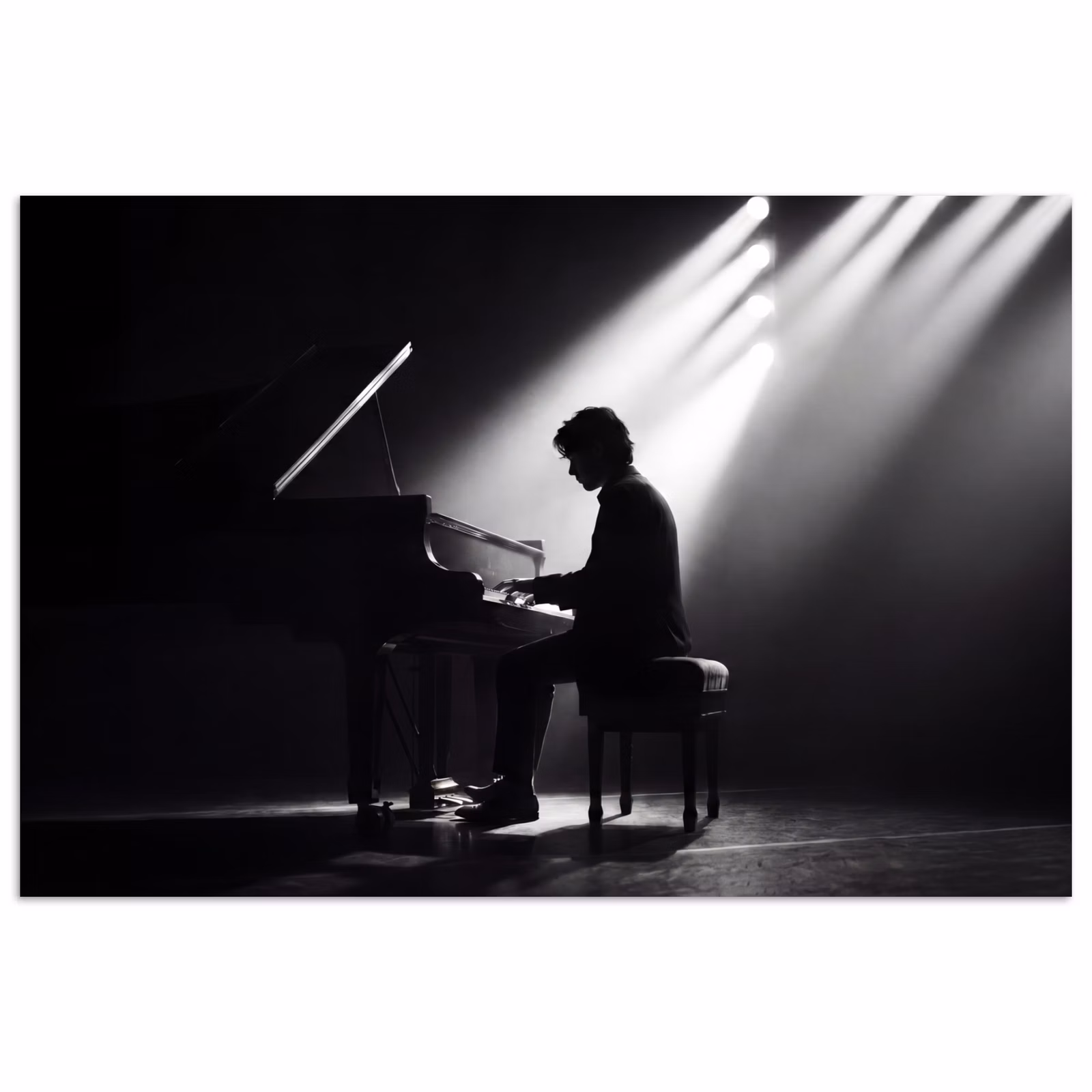 Poster - Persoon - Piano - Muziek - Zwart-wit - Podium — 1