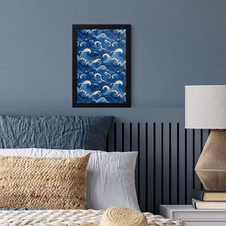 Poster met lijst - Japans - Oceaan - Golven - Blauw — 4