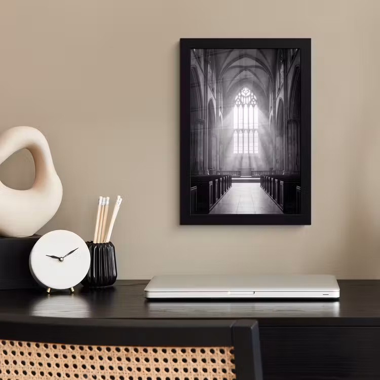 Poster met lijst - Kerk - Interieur - Lichtstralen - Architectuur - Klassiek — 3