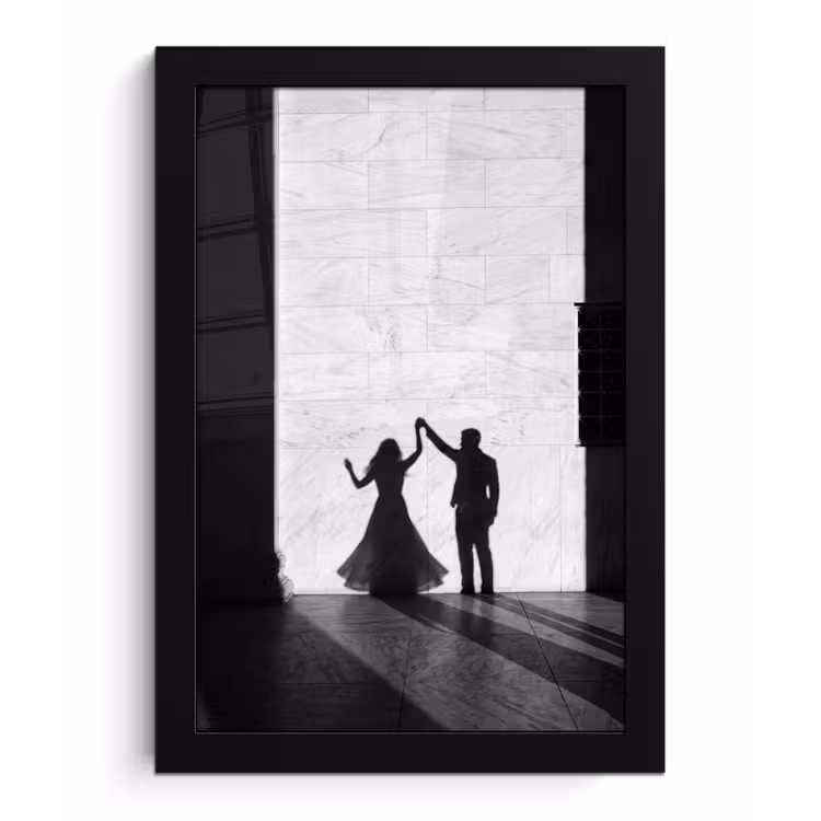 Poster met lijst - Mensen - Schaduw - Dans - Zwart-wit - Liefde — 1