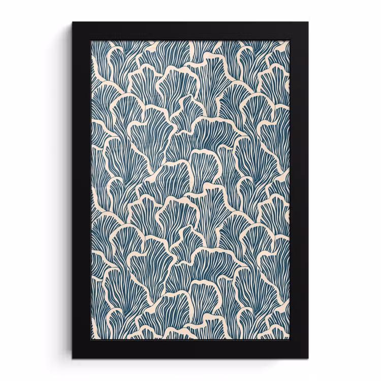 Poster met lijst - Organisch - Blauw - Crème - Schelpen — 1