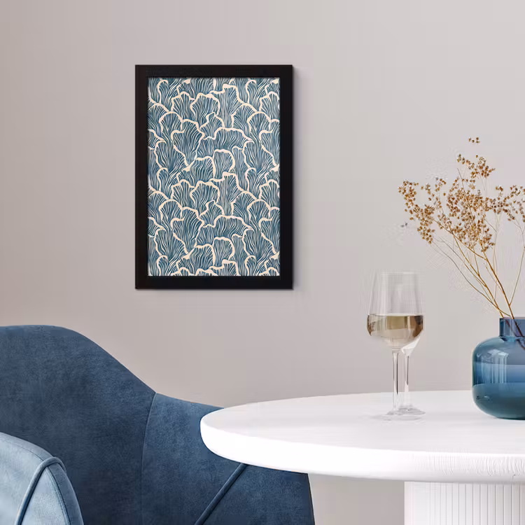 Poster met lijst - Organisch - Blauw - Crème - Schelpen — 2