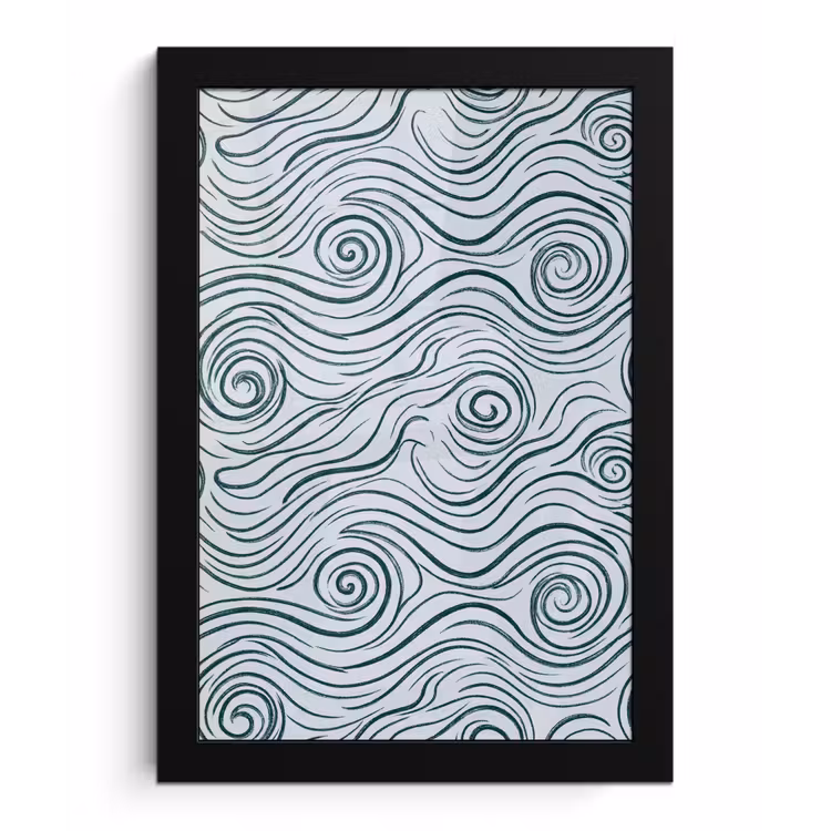 Poster met lijst - Patroon - Golven - Abstract - Modern - Blauw — 1