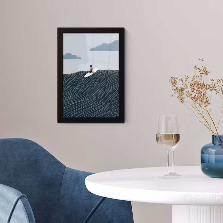 Poster met lijst - Persoon - Surfen - Oceaan - Natuur - Modern — 2