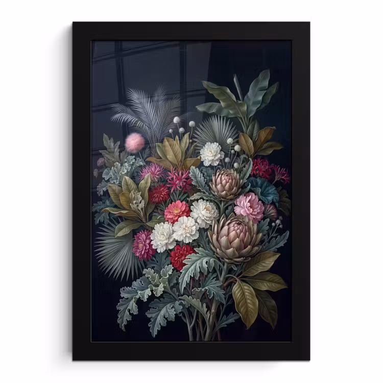 Poster met lijst - Planten - Tropisch - Botanisch - Donker - Groen — 1