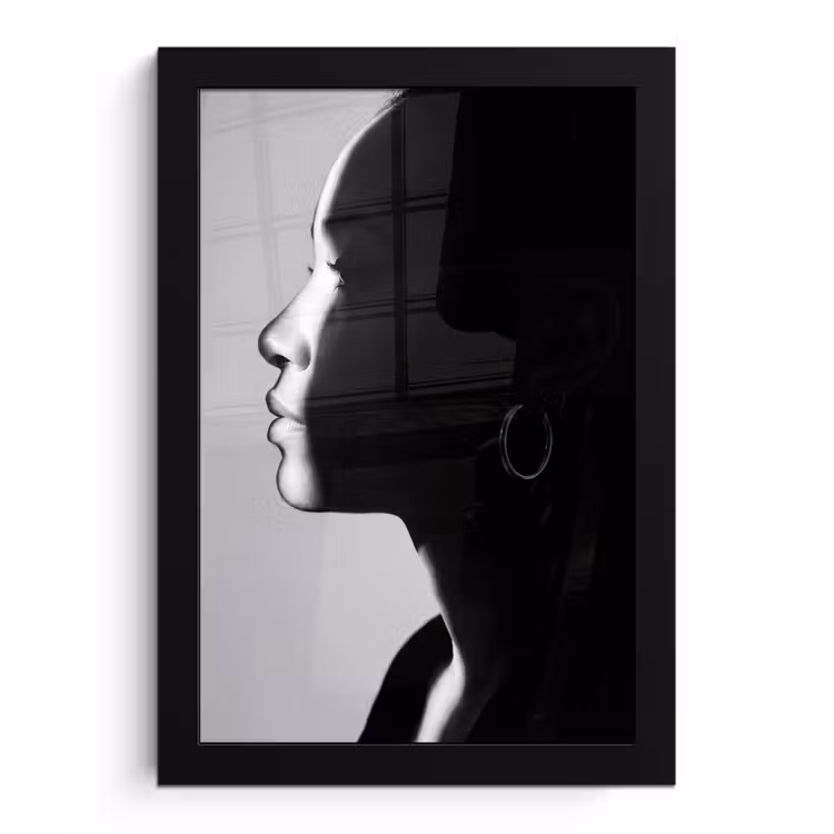 Poster met lijst - Vrouw - Profiel - Mensen - Zwart-wit — 1