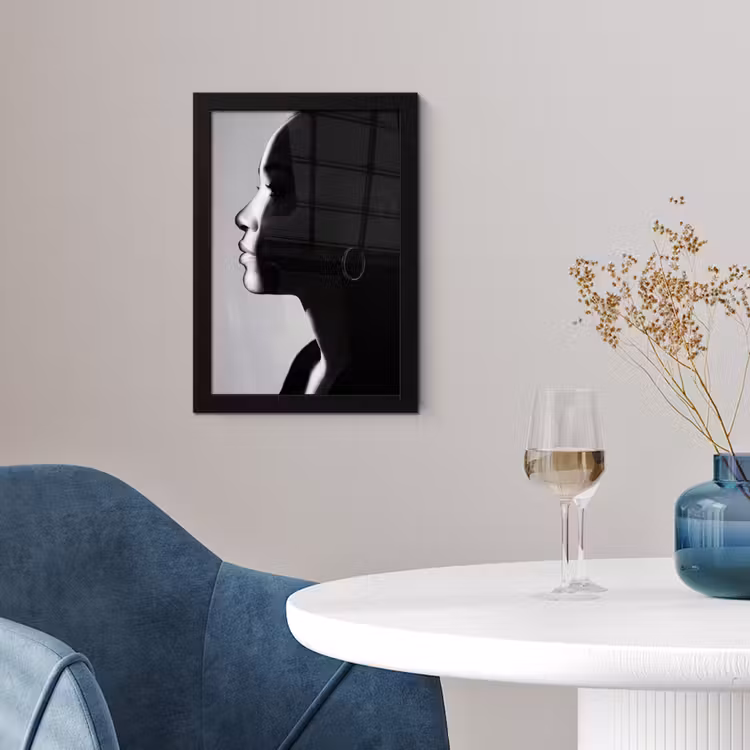 Poster met lijst - Vrouw - Profiel - Mensen - Zwart-wit — 2