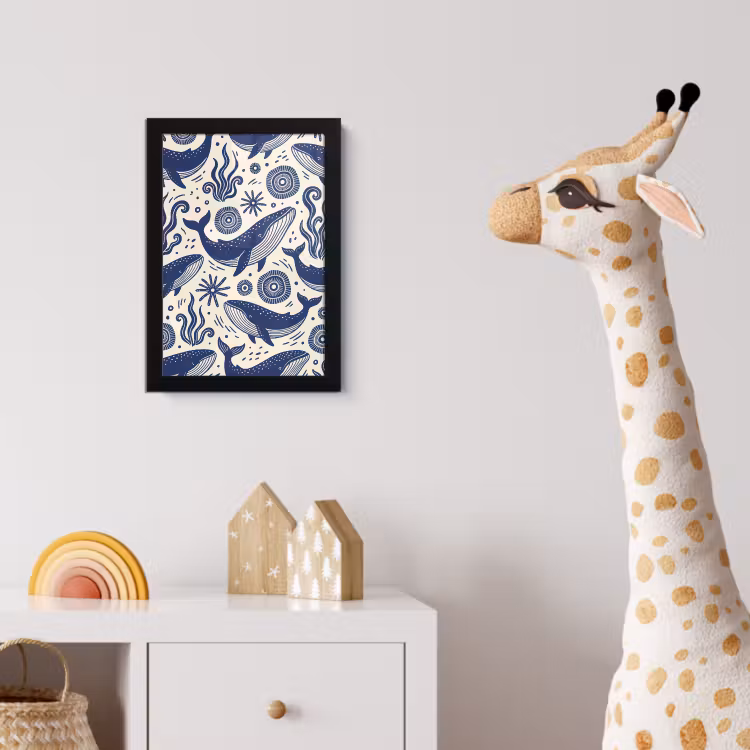 Poster met lijst - Walvis - Onderwater - Dieren - Abstract - Blauw — 5