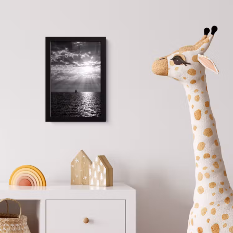 Poster met lijst - Water - Boot - Lucht - Natuur - Zwart-wit — 5