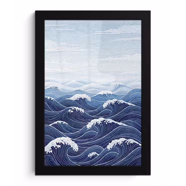Poster met lijst - Water - Mozaïek - Landschap - Modern - Blauw — 1