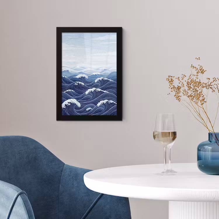 Poster met lijst - Water - Mozaïek - Landschap - Modern - Blauw — 2