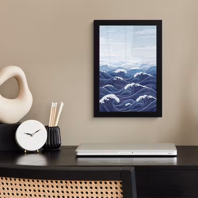 Poster met lijst - Water - Mozaïek - Landschap - Modern - Blauw — 3