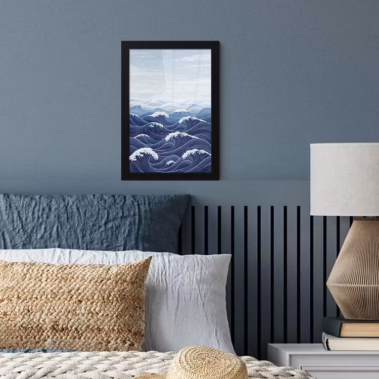 Poster met lijst - Water - Mozaïek - Landschap - Modern - Blauw — 4