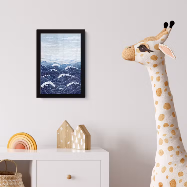 Poster met lijst - Water - Mozaïek - Landschap - Modern - Blauw — 5