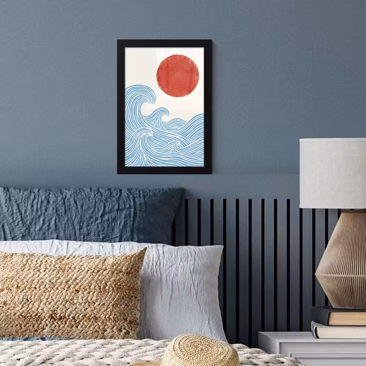 Poster met lijst - Zon - Golven - Oceaan - Abstract - Rood — 4