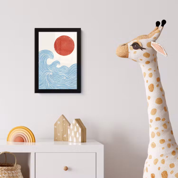 Poster met lijst - Zon - Golven - Oceaan - Abstract - Rood — 5