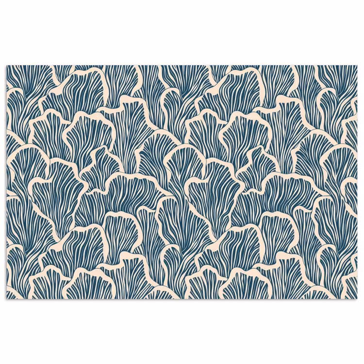 Poster - Organisch - Blauw - Crème - Schelpen — 1