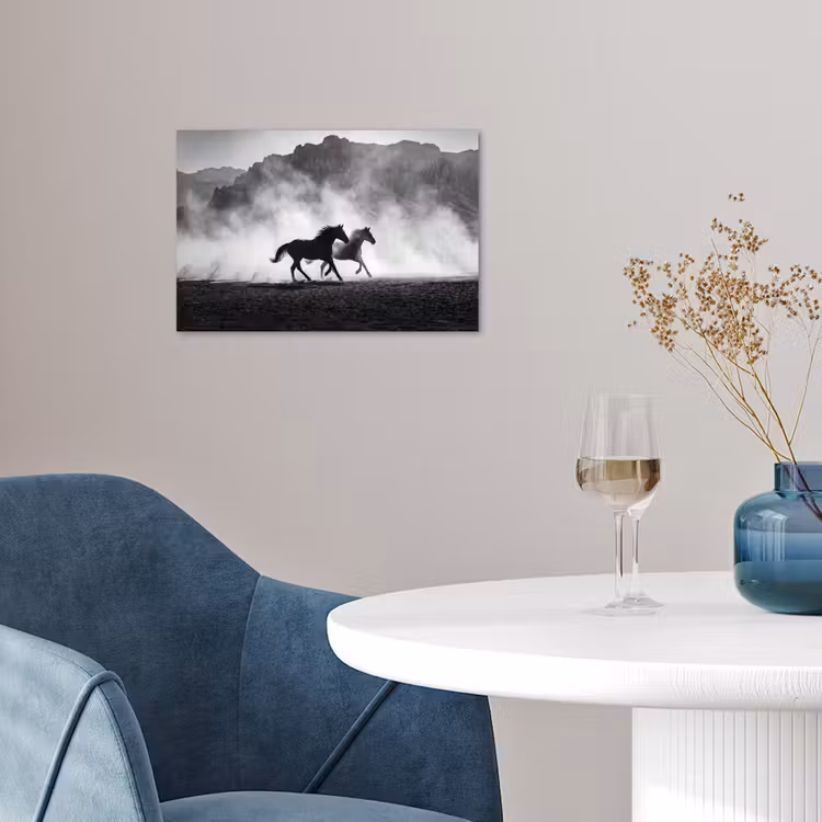 Poster - Paard - Ren - Stof - Zwart-wit - Dieren — 4