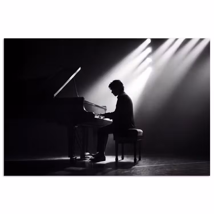 Poster - Persoon - Piano - Muziek - Zwart-wit - Podium — 1