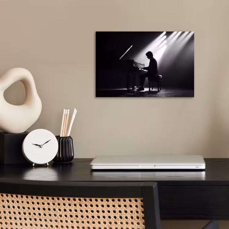 Poster - Persoon - Piano - Muziek - Zwart-wit - Podium — 2