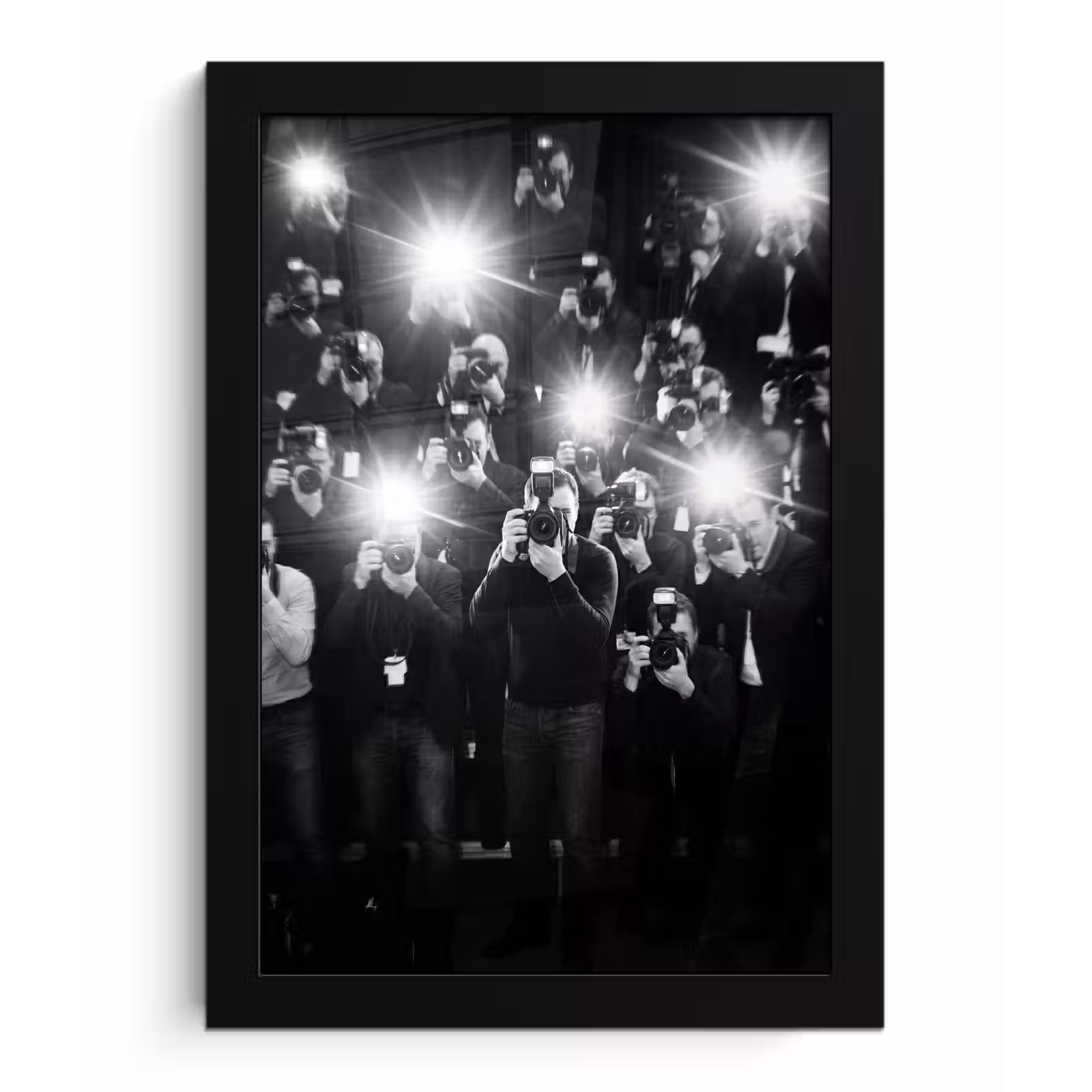 Poster met lijst - Mensen - Camera - Flitslicht - Zwart-wit - Media — 1