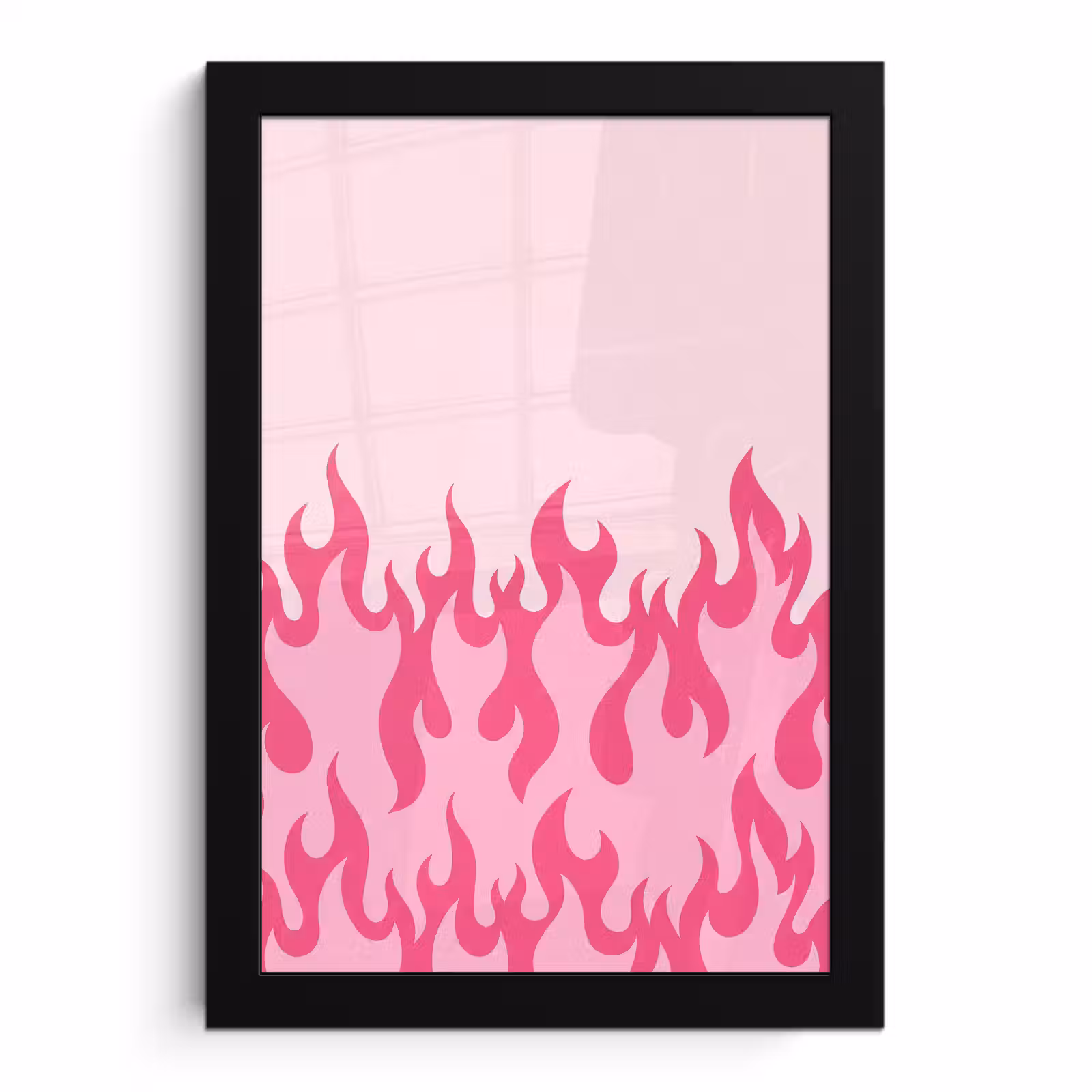 Poster met lijst - Vlammen - Patroon - Abstract - Modern - Roze — 1