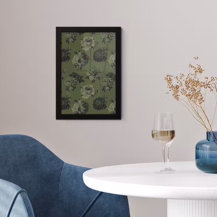 Poster met lijst - Klassiek - botanisch - Olijfgroen - Bloemen — 2