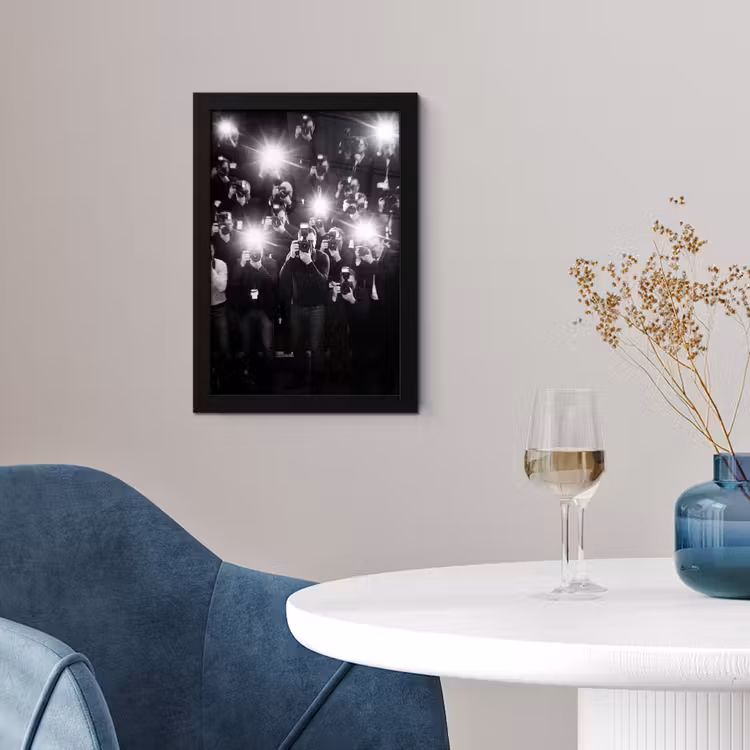 Poster met lijst - Mensen - Camera - Flitslicht - Zwart-wit - Media — 2