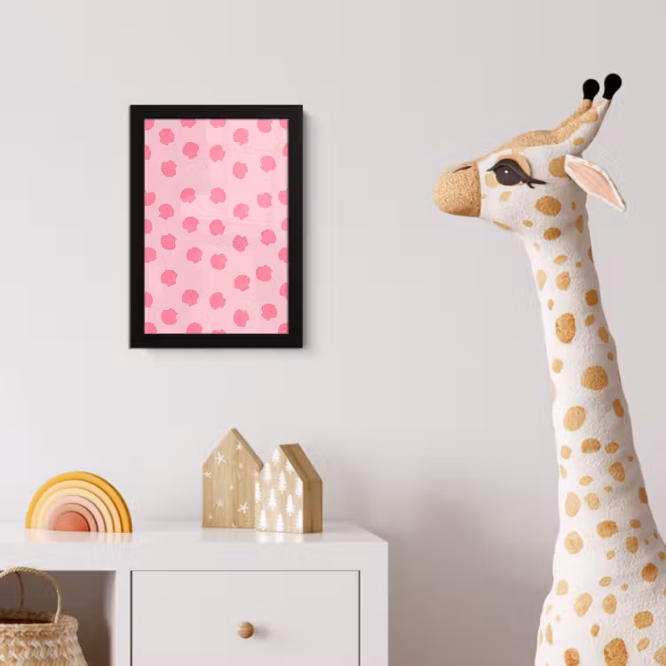 Poster met lijst - Schelp - Patroon - Zee - Modern - Roze — 5