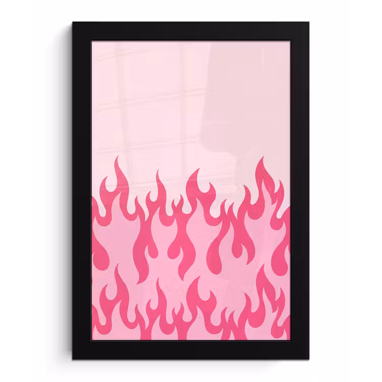 Poster met lijst - Vlammen - Patroon - Abstract - Modern - Roze — 1