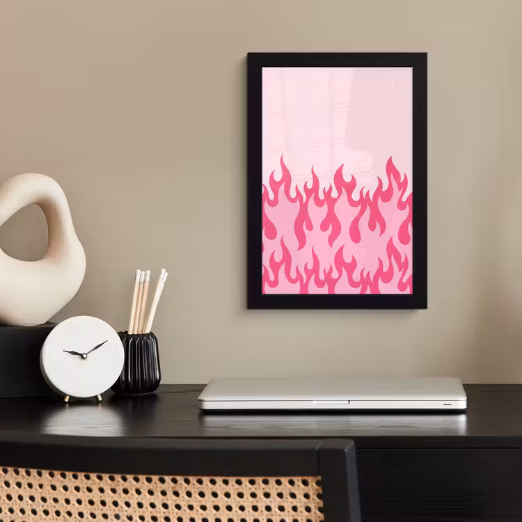 Poster met lijst - Vlammen - Patroon - Abstract - Modern - Roze — 3