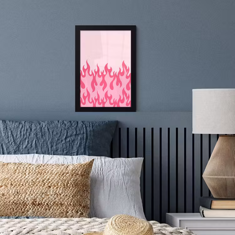 Poster met lijst - Vlammen - Patroon - Abstract - Modern - Roze — 4