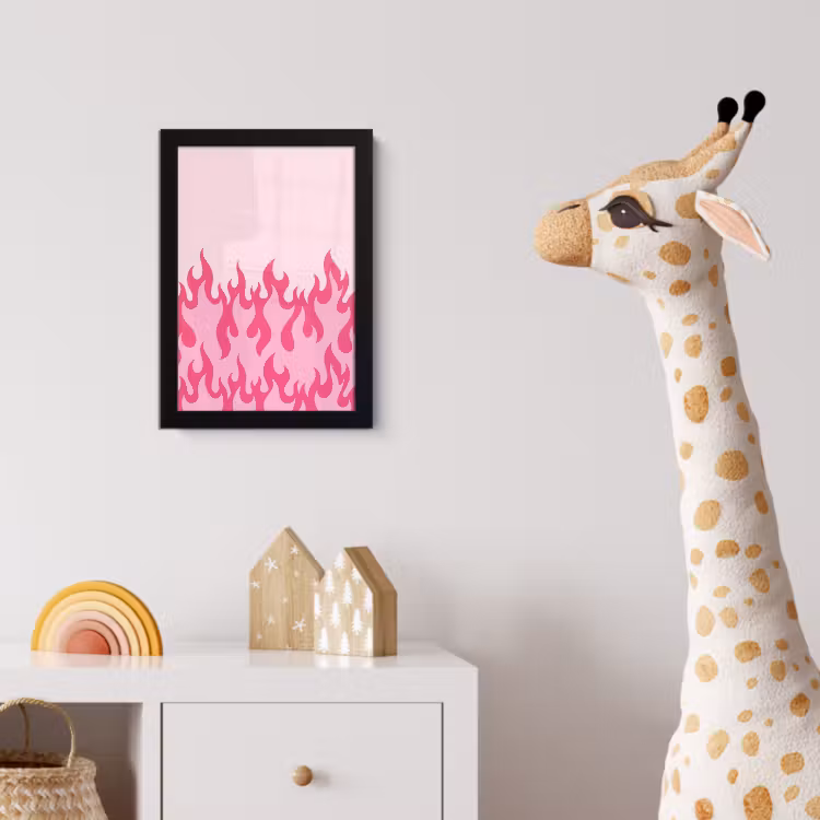 Poster met lijst - Vlammen - Patroon - Abstract - Modern - Roze — 5