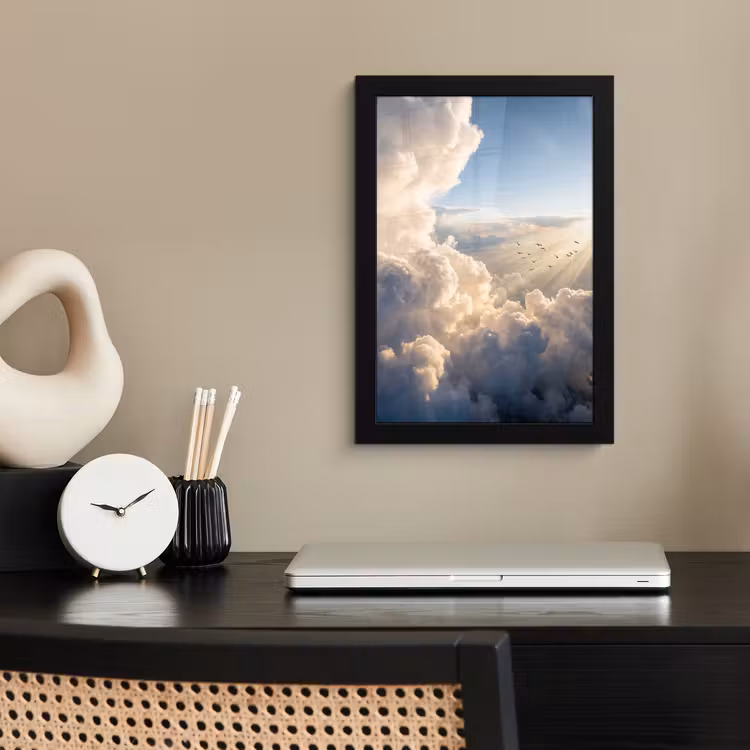 Poster met lijst - Wolken - Zonnestralen - Natuur - Wit — 3