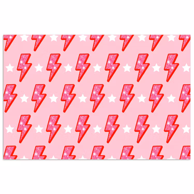 Poster - Patroon - Bliksem - Ster - Glitter - Roze — 1
