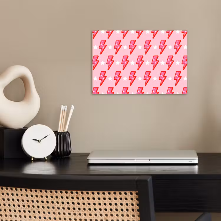 Poster - Patroon - Bliksem - Ster - Glitter - Roze — 2
