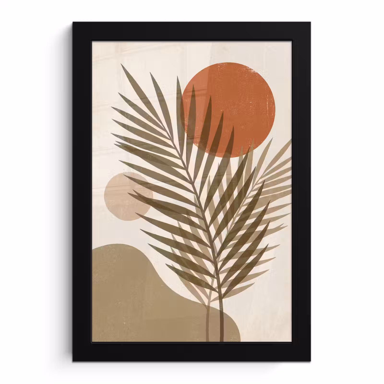Poster met lijst - Planten - Bladeren - Abstract - Modern - Beige — 1