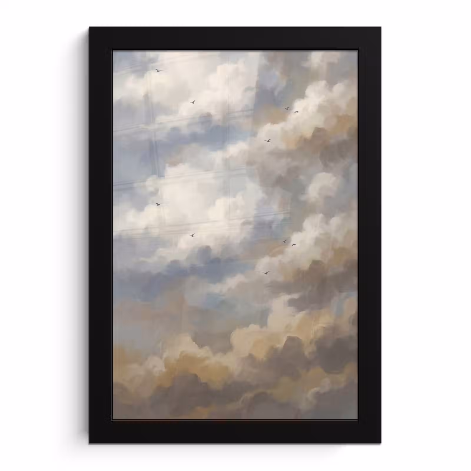 Poster met lijst - Vogel - Wolken - Natuur - Modern - Grijs — 1