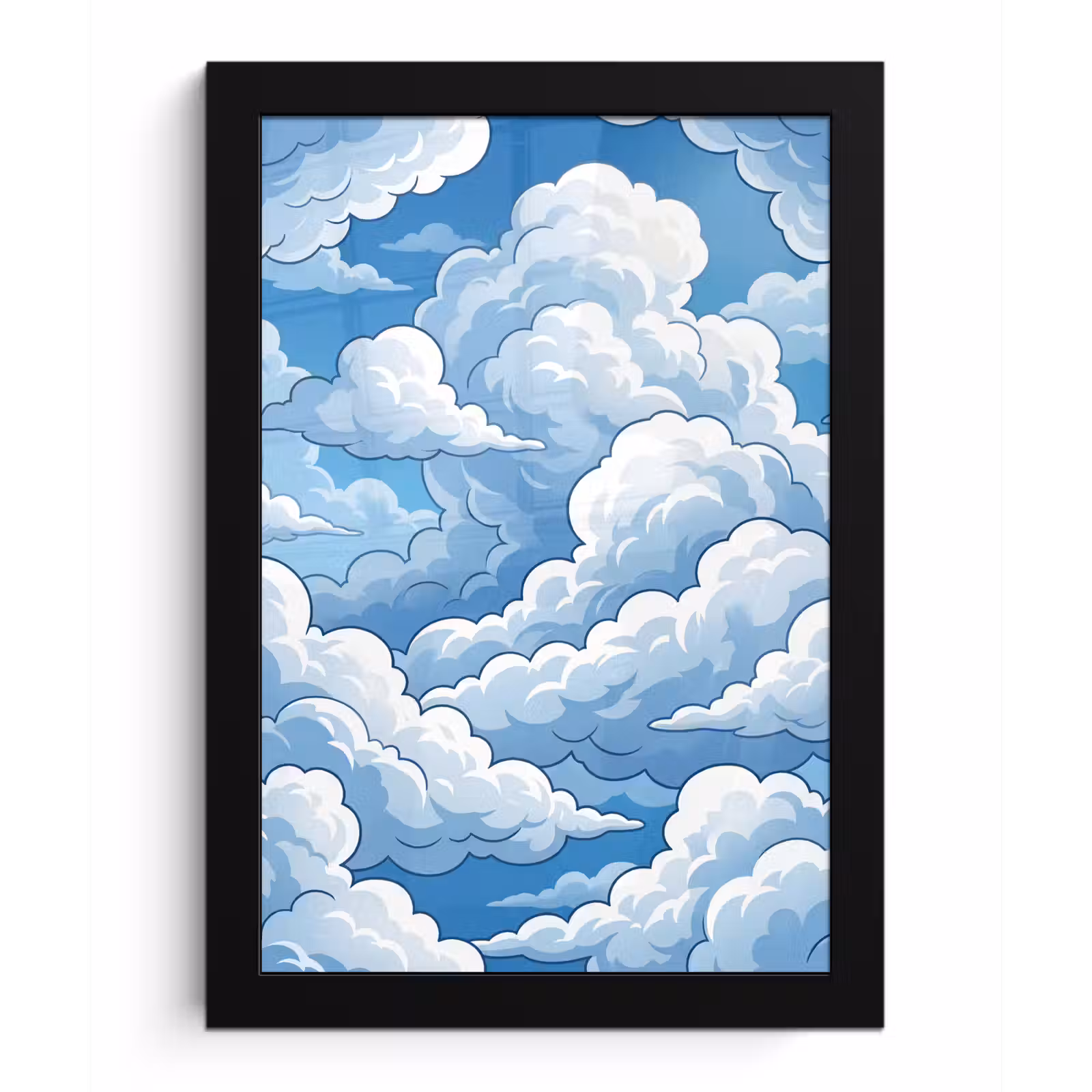 Poster met lijst - Wolken - Hemel - Abstract - Wit — 1