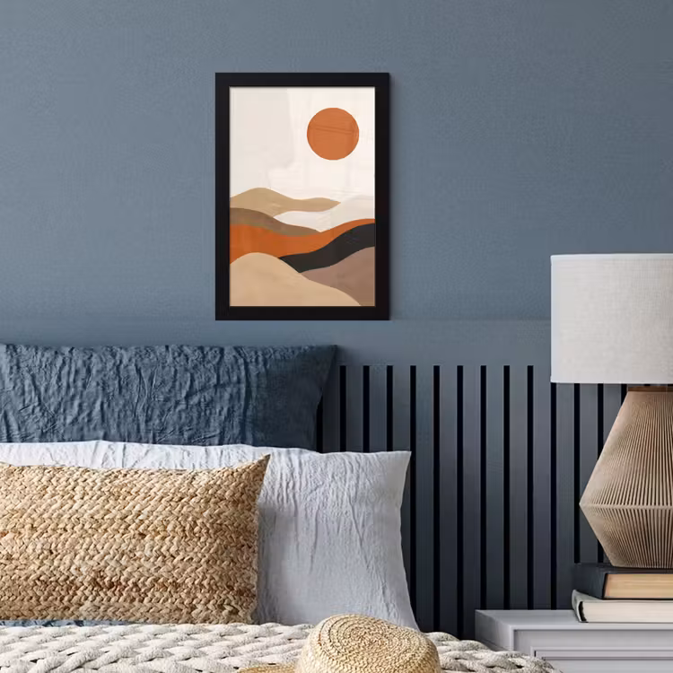 Poster met lijst - Landschap - Heuvels - Zon - Abstract - Oranje — 4