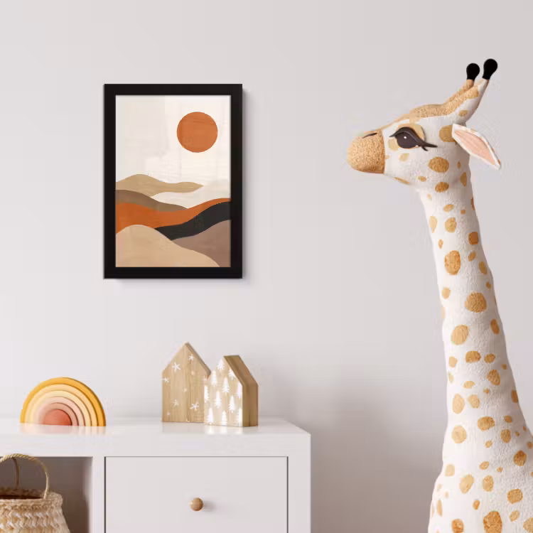 Poster met lijst - Landschap - Heuvels - Zon - Abstract - Oranje — 5