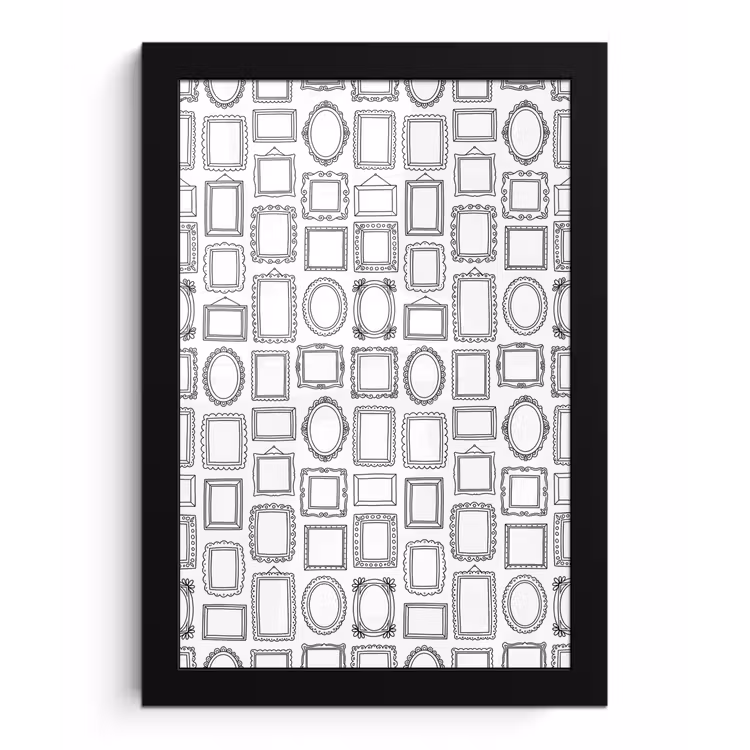 Poster met lijst - Lijsten - Patroon - Decoratie - Schets - Zwart-wit — 1