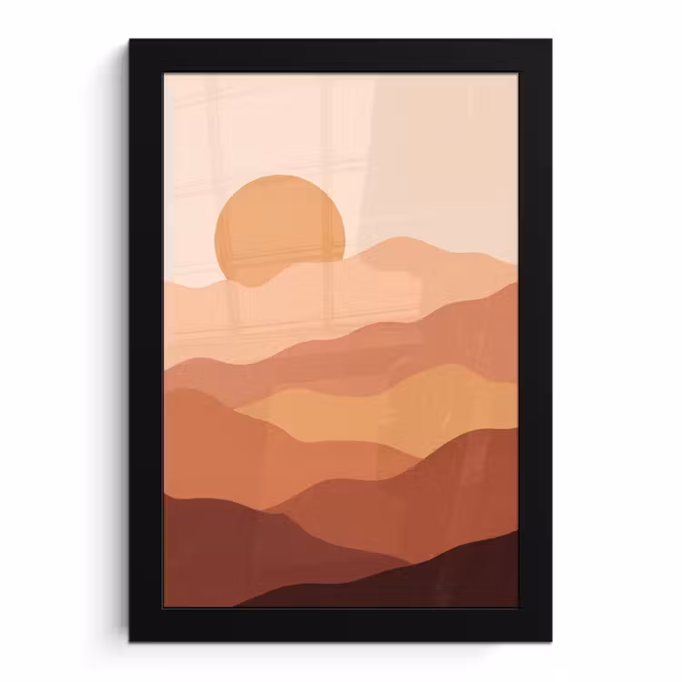Poster met lijst - Natuur - Heuvels - Abstract - Modern - Oranje — 1