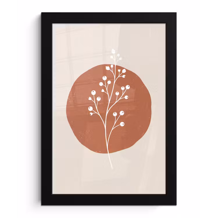 Poster met lijst - Plant - Tak - Abstract - Modern - Wit — 1